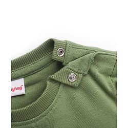 Babyhug Cotton Knit Full Sleeves Bear Printed Sweatshirt - Olive Green