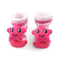Cute Walk by Babyhug Socks Shoes with Star Applique - Light Pink