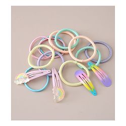 Babyhug Combo Set of 4 Snap Clips & 12  Hair Rubber Bands - Multicolor