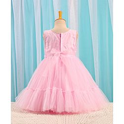 Babyhug Sleeveless Sequinned Party Frock - Pink