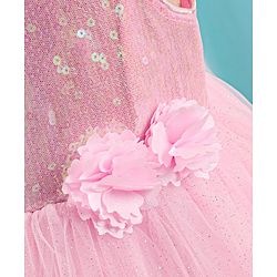 Babyhug Sleeveless Sequinned Party Frock - Pink