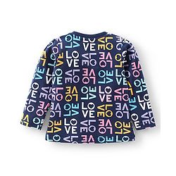 Babyhug Cotton Knit Full Sleeves Night Suit with Text Print - Navy Blue