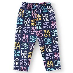 Babyhug Cotton Knit Full Sleeves Night Suit with Text Print - Navy Blue
