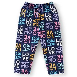 Babyhug Cotton Knit Full Sleeves Night Suit with Text Print - Navy Blue