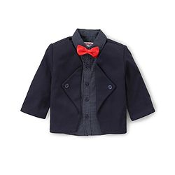 Babyhug Full Sleeves  Party Suit with Stretch & Bow Polka Dots Print - Navy Blue
