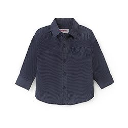 Babyhug Full Sleeves  Party Suit with Stretch & Bow Polka Dots Print - Navy Blue