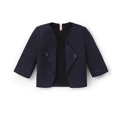Babyhug Full Sleeves  Party Suit with Stretch & Bow Polka Dots Print - Navy Blue