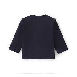Babyhug Full Sleeves  Party Suit with Stretch & Bow Polka Dots Print - Navy Blue