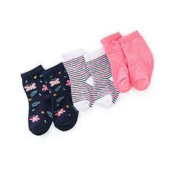 Cutewalk By Babyhug Anti Bacterial Ankle Length Socks Butterfly Design Pack Of 3 - Multicolour
