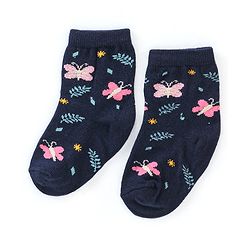 Cutewalk By Babyhug Anti Bacterial Ankle Length Socks Butterfly Design Pack Of 3 - Multicolour