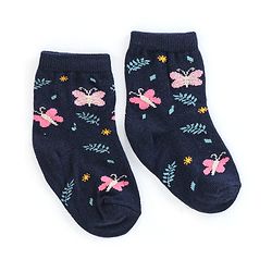 Cutewalk By Babyhug Anti Bacterial Ankle Length Socks Butterfly Design Pack Of 3 - Multicolour