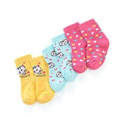 Cutewalk By Babyhug Anti Bacterial Ankle Length Socks Kitty Design Pack Of 3 - Multicolour