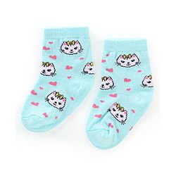 Cutewalk By Babyhug Anti Bacterial Ankle Length Socks Kitty Design Pack Of 3 - Multicolour