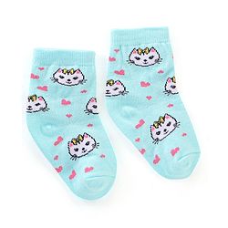 Cutewalk By Babyhug Anti Bacterial Ankle Length Socks Kitty Design Pack Of 3 - Multicolour