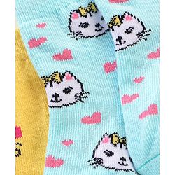 Cutewalk By Babyhug Anti Bacterial Ankle Length Socks Kitty Design Pack Of 3 - Multicolour