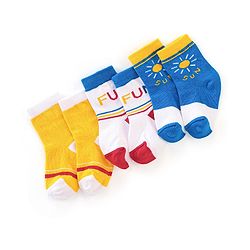 Cutewalk By Babyhug Anti Bacterial Ankle Length Socks Sun Design Pack Of 3 - Multicolour