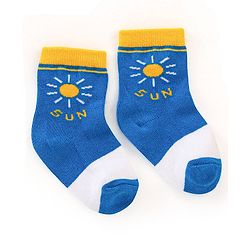 Cute Walk By Babyhug Anti Bacterial Ankle Length Socks Sun Design Pack Of 3 - Multicolour