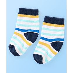 Cute Walk By Babyhug Anti Bacterial Ankle Length Socks Striped Pack Of 3 - Multicolour