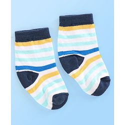 Cute Walk By Babyhug Anti Bacterial Ankle Length Socks Striped Pack Of 3 - Multicolour
