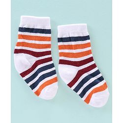 Cute Walk by Babyhug Anti Bacterial Ankle Length Socks Striped Design Pack Of 5 - Multicolour