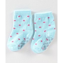 Cute Walk By Babyhug Anti Bacterial Anti Skid Ankle Length Socks Striped Print Pack Of 3 - Yellow Blue & White