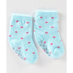 Cute Walk By Babyhug Anti Bacterial Anti Skid Ankle Length Socks Striped Print Pack Of 3 - Yellow Blue & White