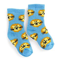 Cutewalk By Babyhug Cotton Anti Bacterial Ankle Length Socks Stripes & Tiger Design Pack Of 3- Blue White & Yellow