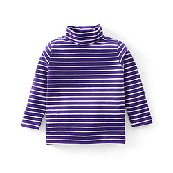Babyhug Cotton Lycra Full Sleeves Turtle Neck T-Shirt with Stripes - Purple & White