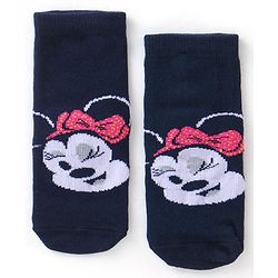 Cute Walk Disney by Babyhug Cotton Knit Anti Bacterial Ankle Length Socks Minnie Mouse Design Pack of 3 - Black Pink & Grey