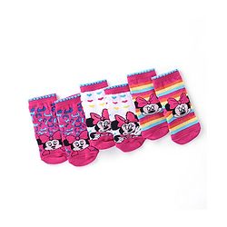 Cute Walk Disney By Babyhug Anti Bacterial Ankle Length Socks Minnie Mouse Design Pack Of 3 - Multicolour