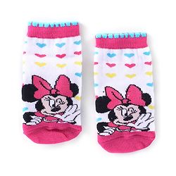 Cute Walk Disney By Babyhug Anti Bacterial Ankle Length Socks Minnie Mouse Design Pack Of 3 - Multicolour