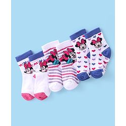Cutewalk Disney By Babyhug Anti Bacterial Ankle Length Socks Minnie Mouse Design Pack Of 3 - Multicolour