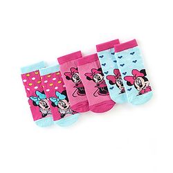 Cute Walk By Babyhug Anti Bacterial Non Terry Ankle Length Minnie Mouse Print Socks Pack Of 3 - Pink & Blue