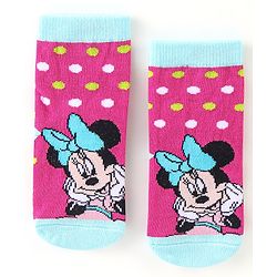 Cute Walk By Babyhug Anti Bacterial Non Terry Ankle Length Minnie Mouse Print Socks Pack Of 3 - Pink & Blue
