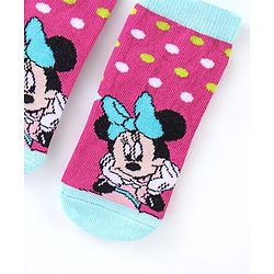 Cute Walk By Babyhug Anti Bacterial Non Terry Ankle Length Minnie Mouse Print Socks Pack Of 3 - Pink & Blue