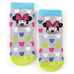 Cute Walk By Babyhug Anti Bacterial Non Terry Ankle Length Minnie Mouse Print Socks Pack Of 3 - Multicolor