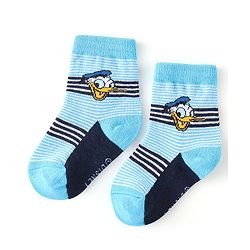 Cute Walk By Babyhug Anti Bacterial Non Terry Ankle Length Donald Duck Print Socks Pack Of 3 - Blue