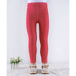 Babyhug Cotton Lycra Knit Full Length Polka Dots & Floral Printed Leggings Pack of 2 - Multicolour