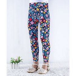 Babyhug Cotton Lycra Knit Full Length Polka Dots & Floral Printed Leggings Pack of 2 - Multicolour