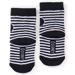 Cute Walk Disney by Babyhug Cotton Knit Ankle Length Anti Bacterial Socks Stripes & Mickey Mouse Design Pack of 3 - Red Black & Grey