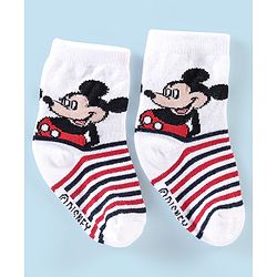 Cute Walk Disney By Babyhug Anti Bacterial Ankle Length Socks Mickey Mouse Design Pack Of 3 - Multicolour