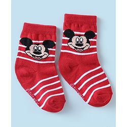 Cute Walk Disney By Babyhug Anti Bacterial Ankle Length Socks Mickey Mouse Design Pack Of 3 - Multicolour