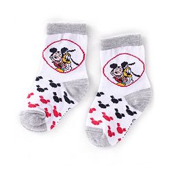 Cute Walk Disney By Babyhug Anti Bacterial Ankle Length Socks Mickey Mouse Design Pack Of 3 - Multicolour