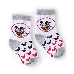 Cute Walk Disney By Babyhug Anti Bacterial Ankle Length Socks Mickey Mouse Design Pack Of 3 - Multicolour