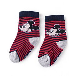 Cute Walk Disney By Babyhug Anti Bacterial Ankle Length Socks Mickey Mouse Design Pack Of 3 - Multicolour