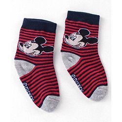Cute Walk Disney By Babyhug Anti Bacterial Ankle Length Socks Mickey Mouse Design Pack Of 3 - Multicolour