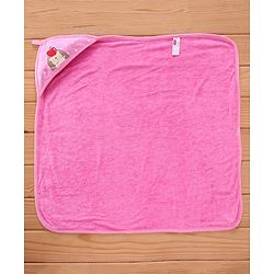 Babyhug Cotton Terry Knit Hedgehog Print Two Layer Towel with Hood L 76 x B 76 cm - Pink