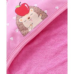 Babyhug Cotton Terry Knit Hedgehog Print Two Layer Towel with Hood L 76 x B 76 cm - Pink