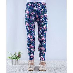 Babyhug Cotton Lycra Knit Full Length Hearts & Floral Printed Leggings Pack of 2 - Multicolour