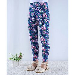 Babyhug Cotton Lycra Knit Full Length Hearts & Floral Printed Leggings Pack of 2 - Multicolour
